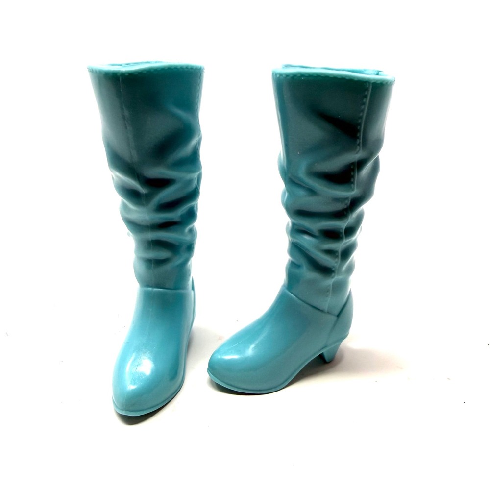Barbie Turquoise Boots Blue Slouchy Knee High Doll Kitten Heel Doll Shoes